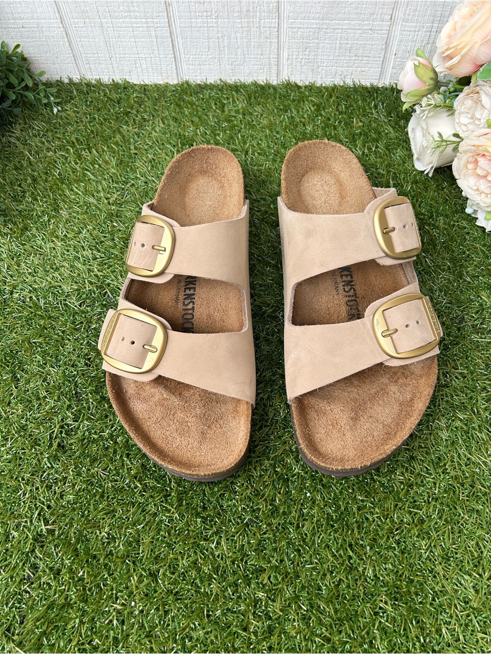 BIRKENSTOCK Arizona big buckle Sandcastle Nubuck 40 US 9-9.5 gently used - Picture 6 of 16